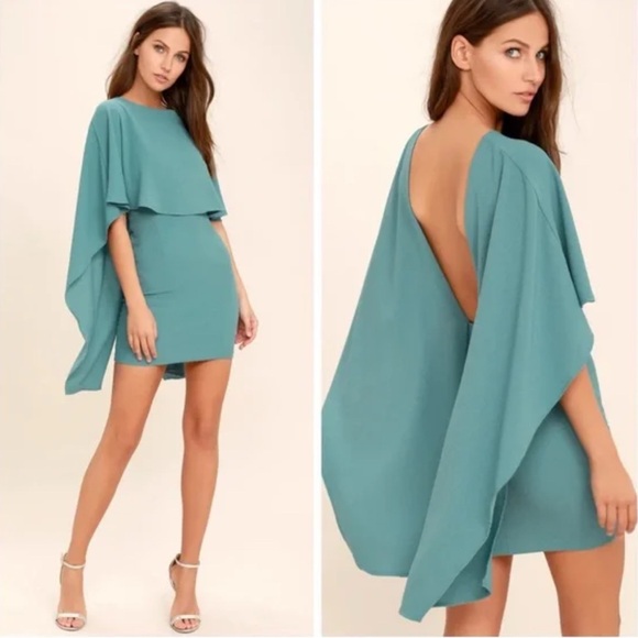 Lulus Dresses & Skirts - **SOLD** The Best Is Yet To Come" Sage Green Cape Sleeve D